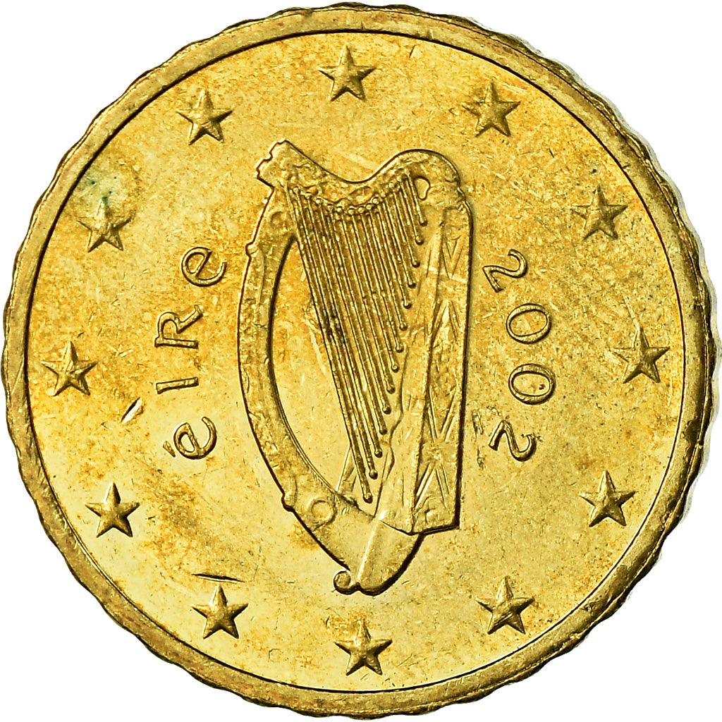 REPUBBLICA D’IRLANDA, 10 Euro Cent, 2002, SPL-, Ottone, KM:35