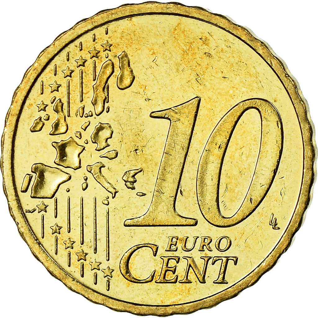 REPUBBLICA D’IRLANDA, 10 Euro Cent, 2002, SPL-, Ottone, KM:35