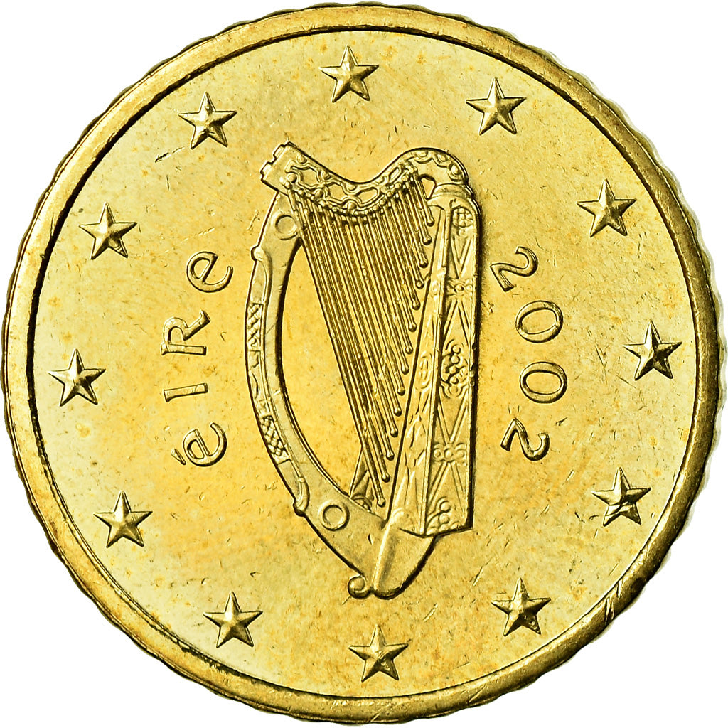 IRELAND REPUBLIC, 50 Euro Cent, 2002, AU(55-58), Brass, KM:37