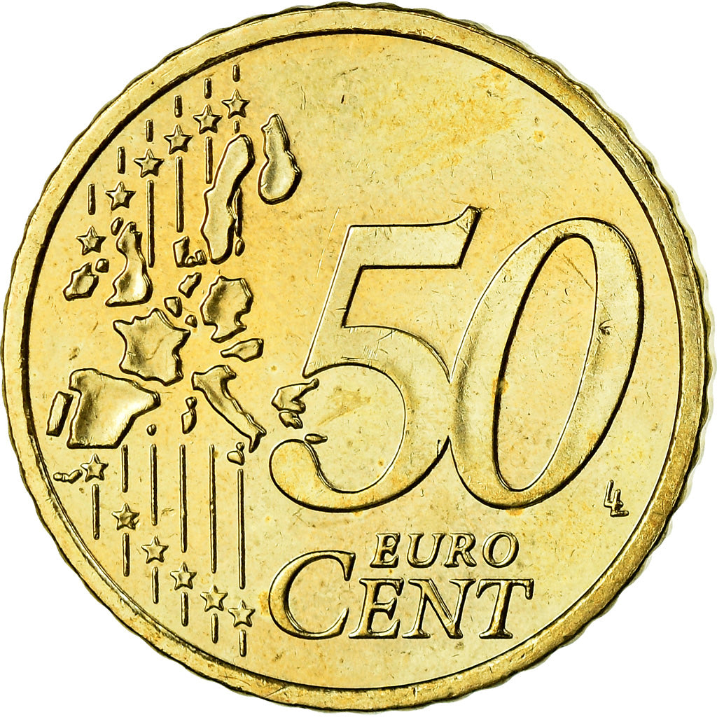 IRELAND REPUBLIC, 50 Euro Cent, 2002, AU(55-58), Brass, KM:37