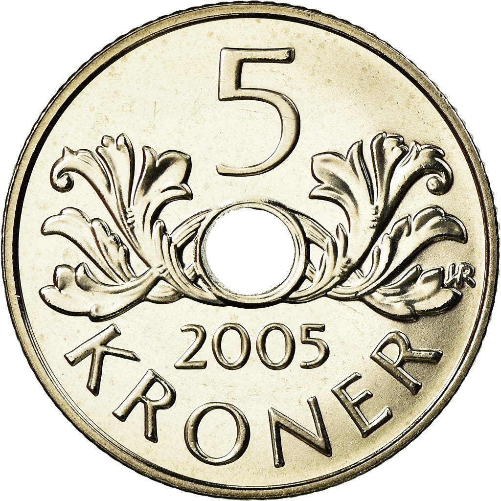 Coin, Norway, Harald V, 5 Kroner, 2005, MS(63), Copper-nickel, KM:463