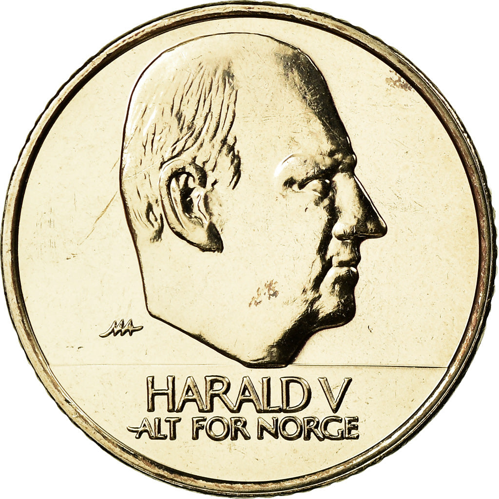 Coin, Norway, Harald V, 10 Kroner, 2005, MS(63), Nickel-brass, KM:457