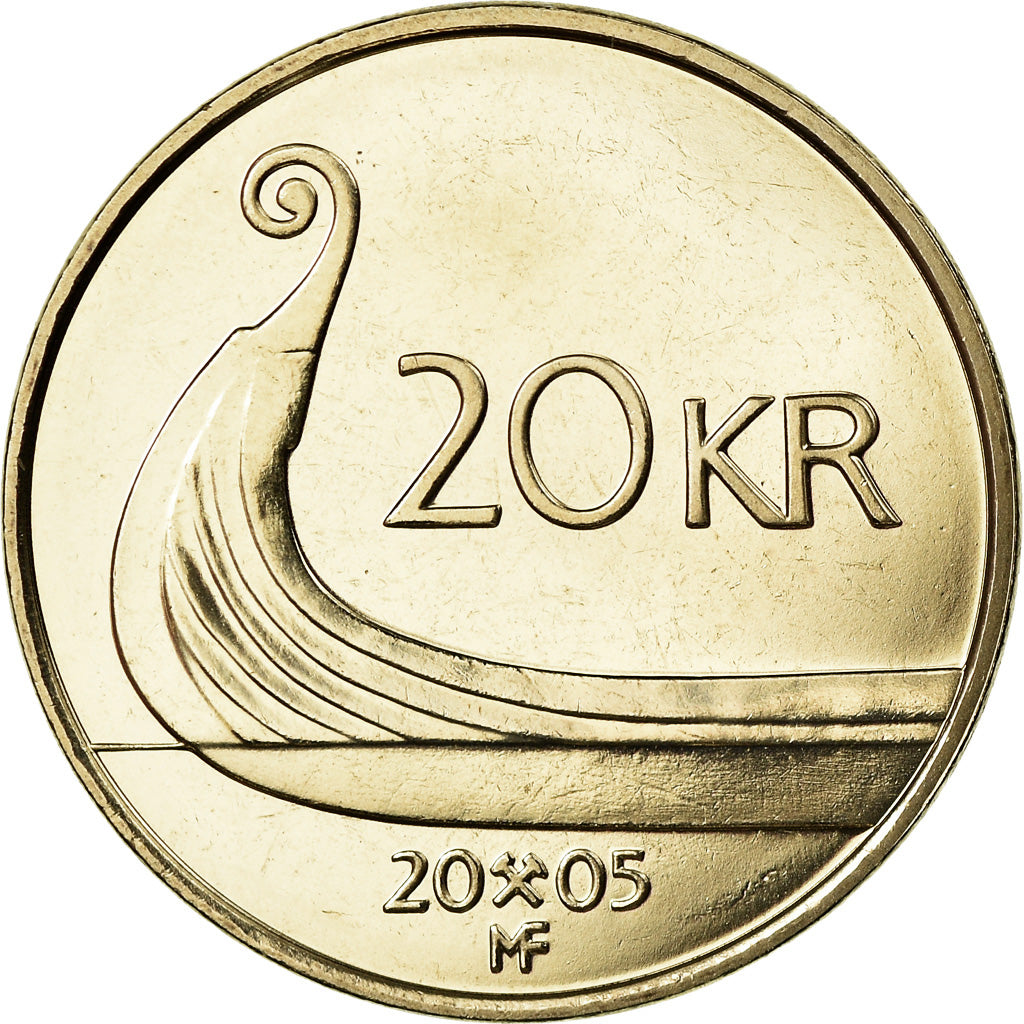 Coin, Norway, Harald V, 20 Kroner, 2005, MS(63), Nickel-brass, KM:453