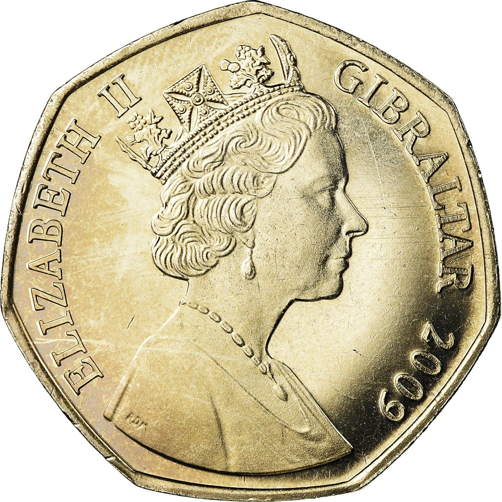 Moneda, Gibraltar, Elizabeth II, 50 Pence, 2009, SC, Cobre - níquel, KM:1089