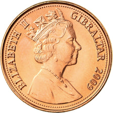Coin, Gibraltar, Elizabeth II, Penny, 2009, MS(63), Copper Plated Steel, KM:1079