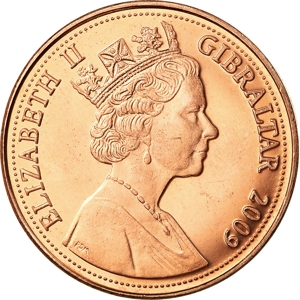 Monnaie, Gibraltar, Elizabeth II, 2 Pence, 2009, Pobjoy Mint, SPL, Copper Plated