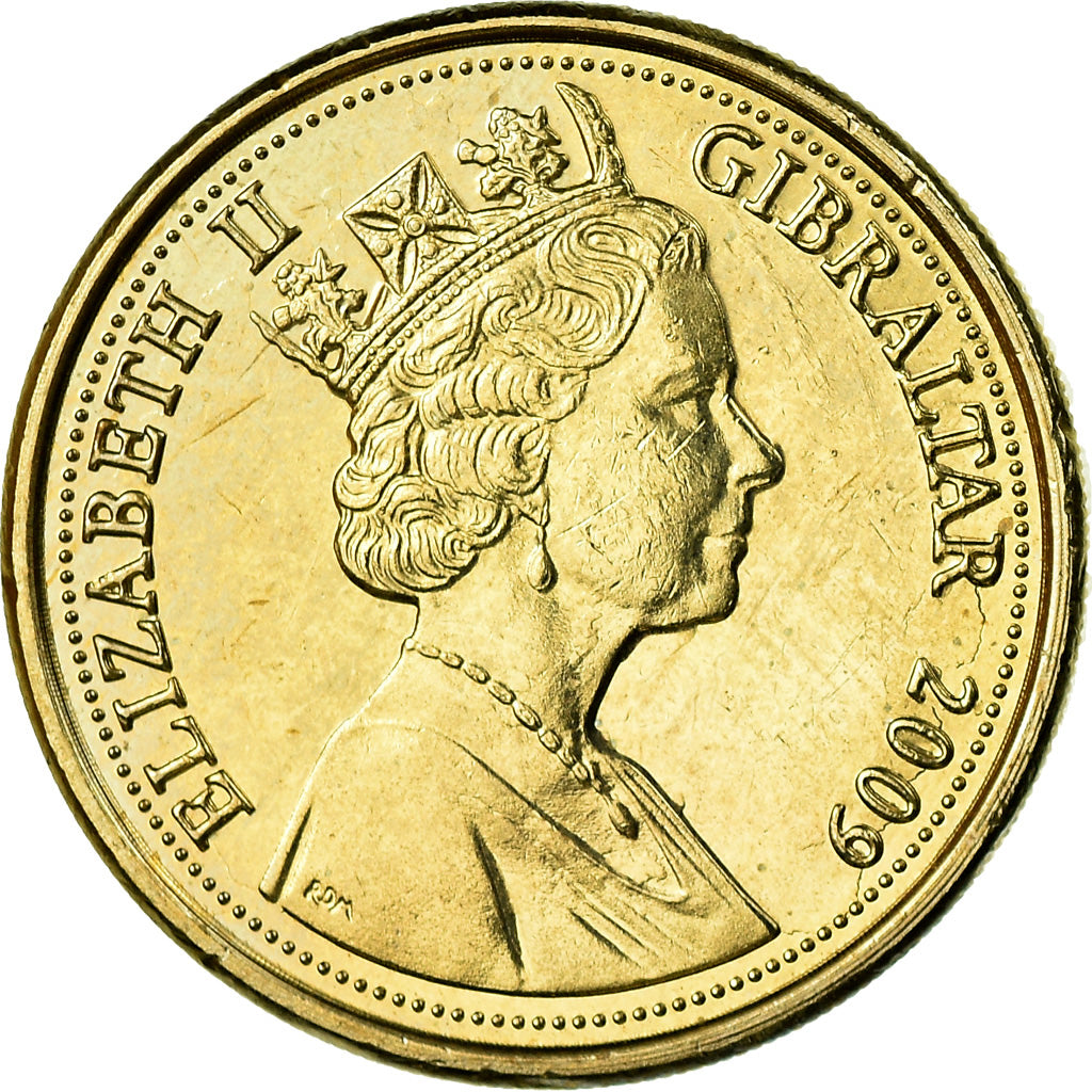 Coin, Gibraltar, Elizabeth II, Pound, 2009, MS(63), Nickel-brass, KM:1091