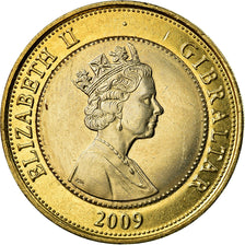 Coin, Gibraltar, Elizabeth II, 2 Pounds, 2009, MS(63), Bi-Metallic, KM:1092