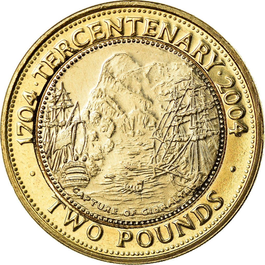 Coin, Gibraltar, Elizabeth II, 2 Pounds, 2004, Pobjoy Mint, MS(63), Bi-Metallic