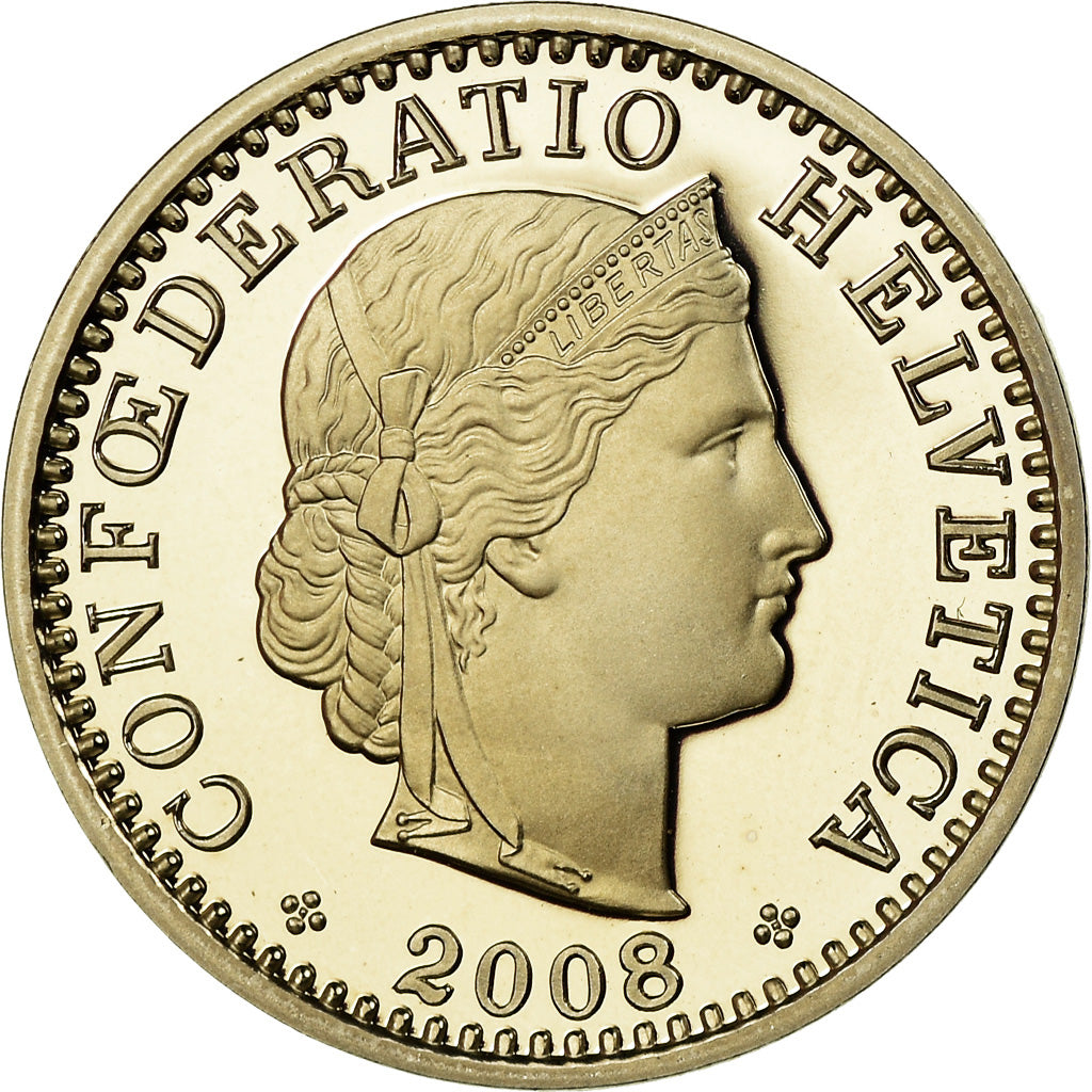 Coin, Switzerland, 20 Rappen, 2008, Bern, Proof, MS(65-70), Copper-nickel