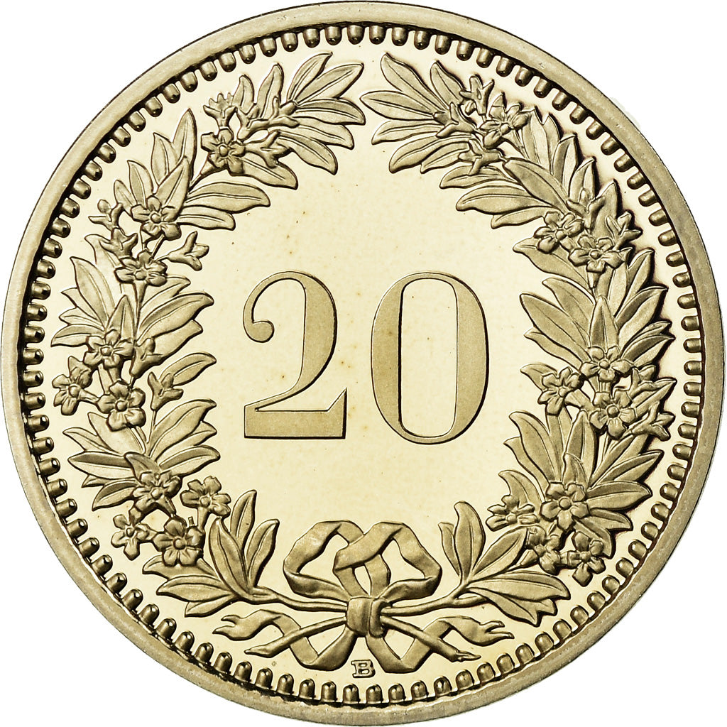 Coin, Switzerland, 20 Rappen, 2008, Bern, Proof, MS(65-70), Copper-nickel