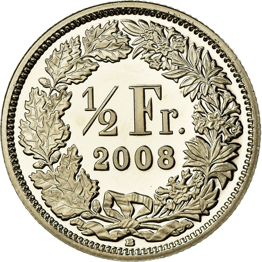 Coin, Switzerland, 1/2 Franc, 2008, Bern, Proof, MS(65-70), Copper-nickel