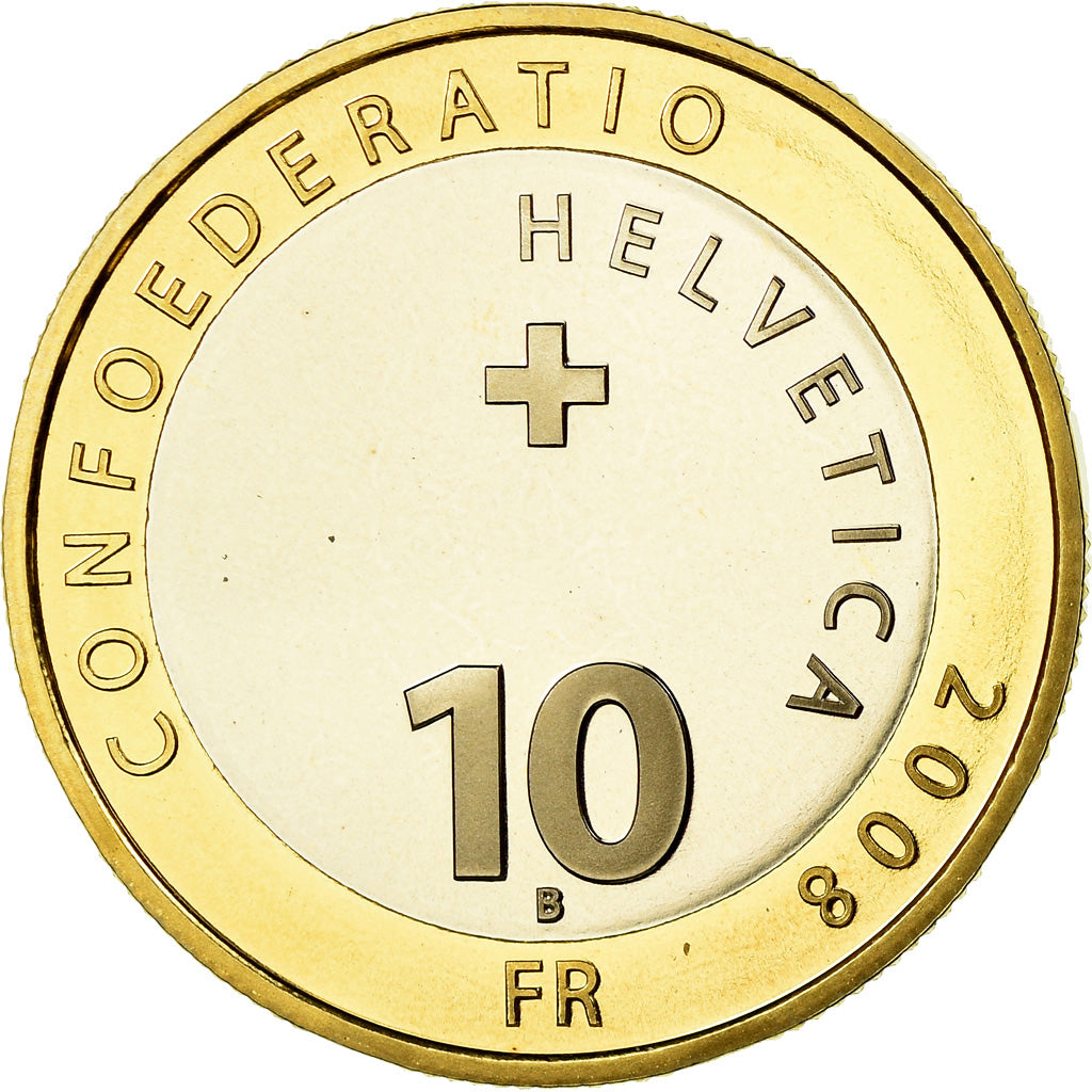 Coin, Switzerland, 10 Francs, 2008, Bern, Proof, MS(65-70), Bi-Metallic, KM:126