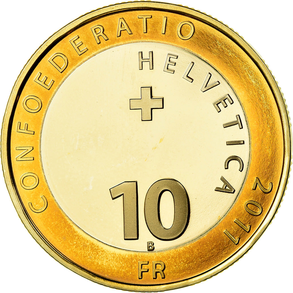 Coin, Switzerland, 10 Francs, 2011, Bern, Proof, MS(65-70), Bi-Metallic, KM:138