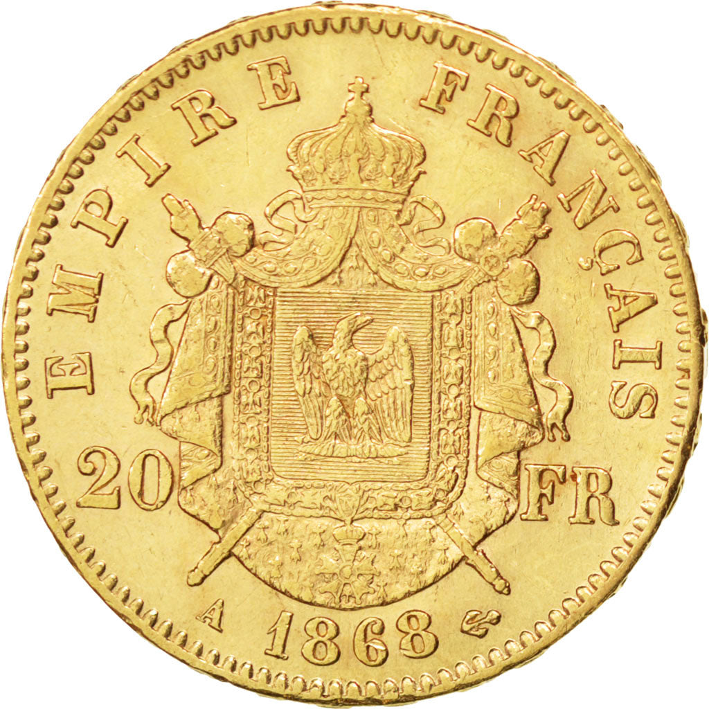 FRANCE, Napoléon III, 20 Francs, 1968, Paris, KM #801.1, AU(50-53), Gold, Gadour