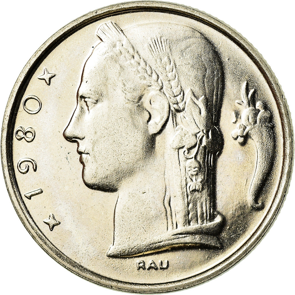 Coin, Belgium, 5 Francs, 5 Frank, 1980, MS(63), Copper-nickel, KM:134.1