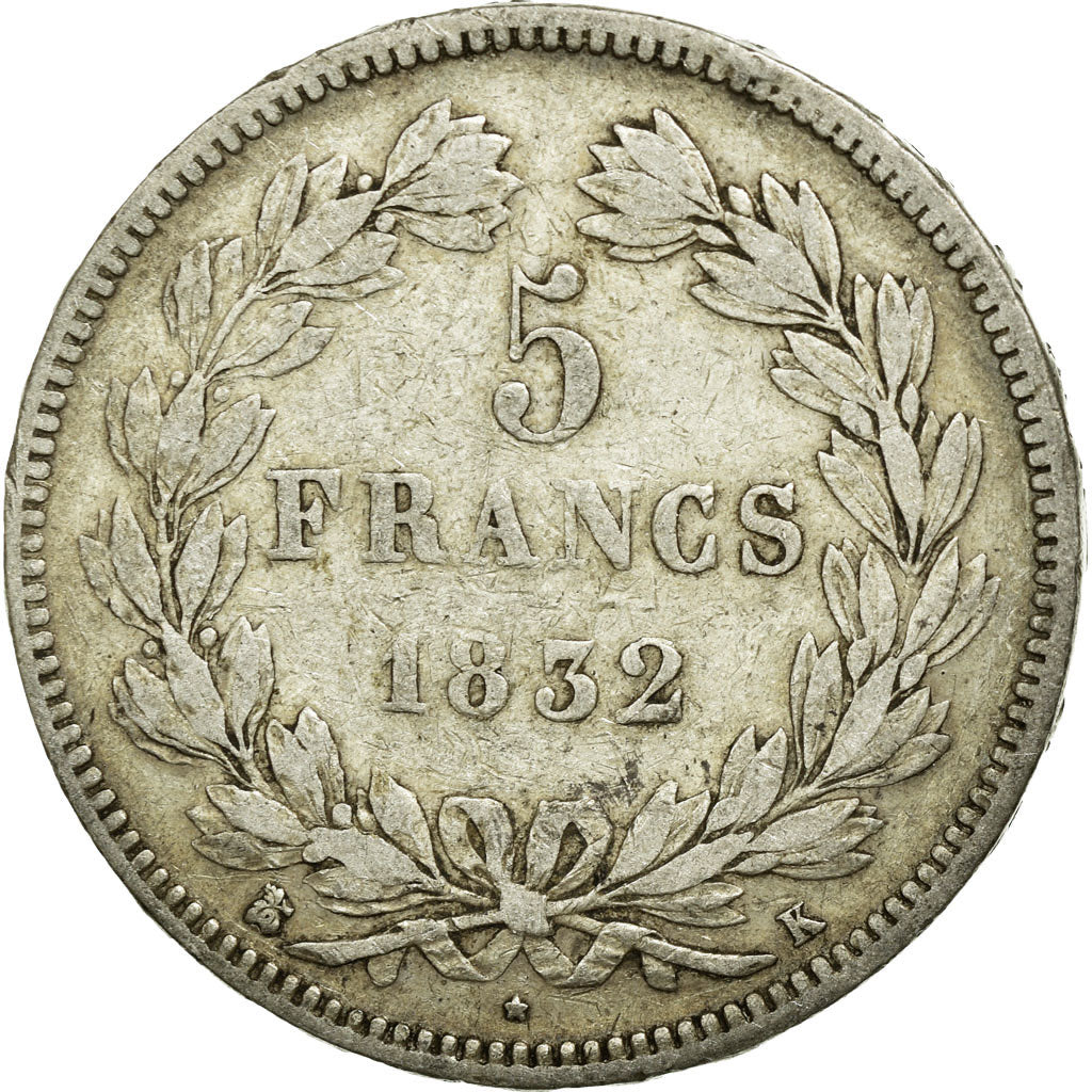 Coin, France, Louis-Philippe, 5 Francs, 1832, Bordeaux, VF(20-25), Silver