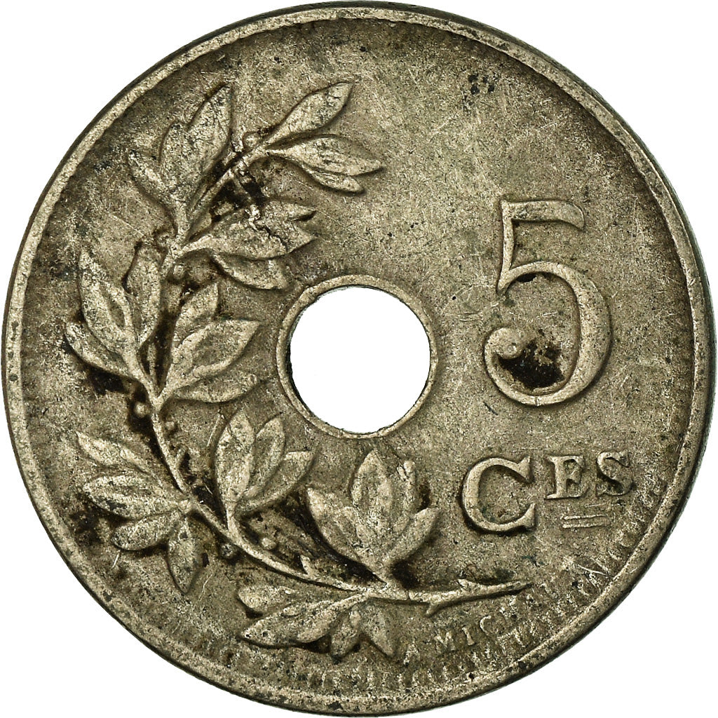 Moneta, Belgia, 5 Centimes, 1913, VF(20-25), Miedź-Nikiel, KM:66