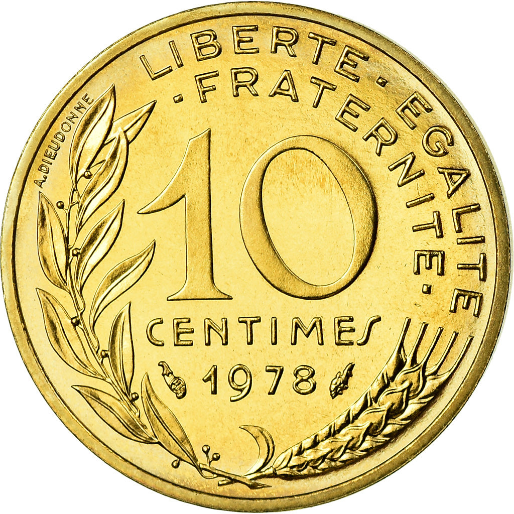 Moeda, França, Marianne, 10 Centimes, 1978, Paris, MS(65-70), Alumínio-Bronze