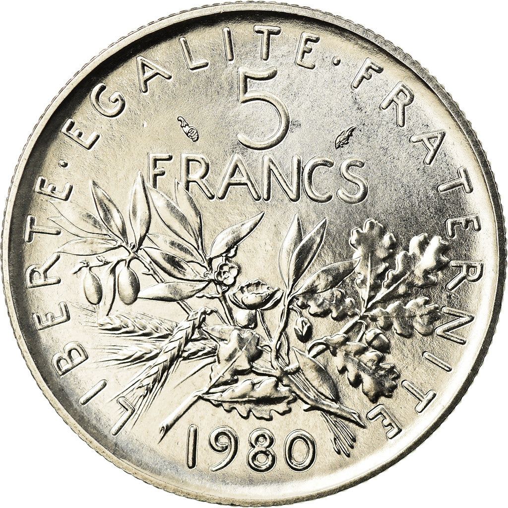 Coin, France, Semeuse, 5 Francs, 1980, Paris, MS(65-70), Nickel Clad