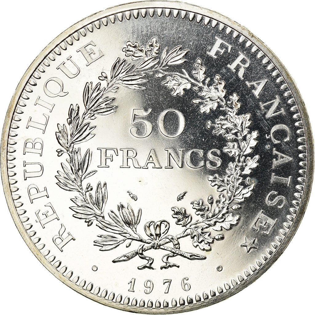 Coin, France, Hercule, 50 Francs, 1976, Paris, MS(65-70), Silver, KM:941.1