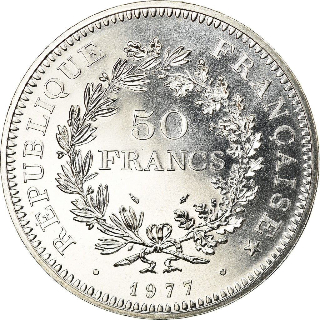 Coin, France, Hercule, 50 Francs, 1977, Paris, MS(65-70), Silver, KM:941.1