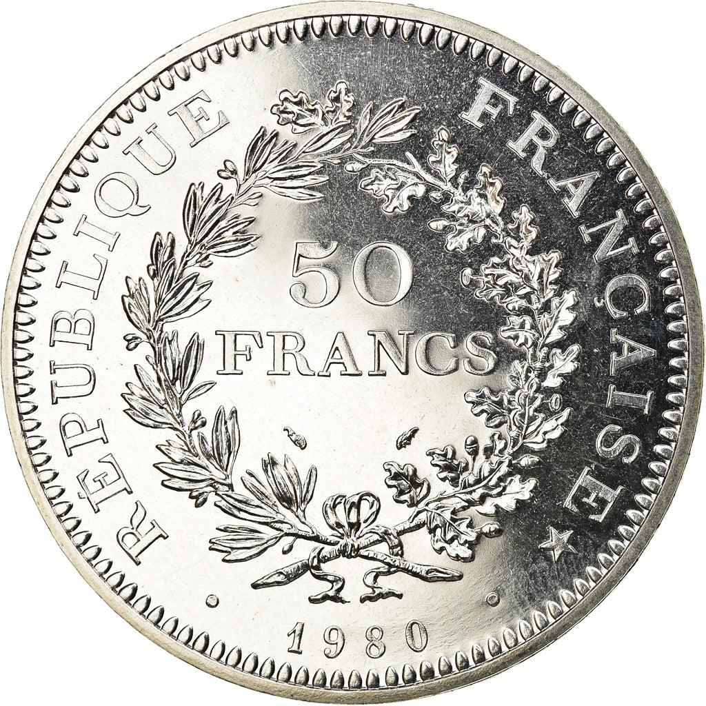Coin, France, Hercule, 50 Francs, 1980, Paris, MS(65-70), Silver, KM:941.1