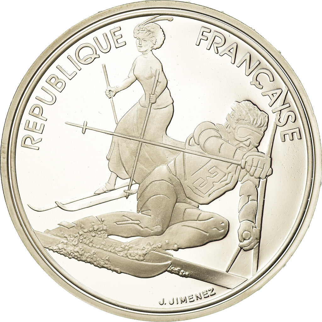 Coin, France, albertville 92, 100 Francs, 1990, Proof, MS(63), Silver, KM:984