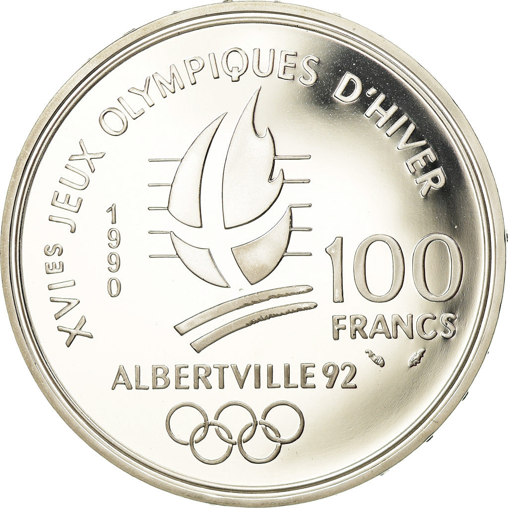 Monnaie, France, albertville 92, 100 Francs, 1990, Proof, SPL, Argent