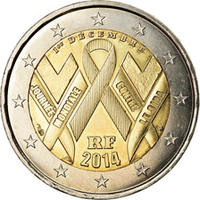 France, 2 Euro, Sida, 2014, MS(63), Bi-Metallic