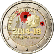 Belgium, 2 Euro, The Great War Centenary, 2014, Colorised, MS(63), Bi-Metallic