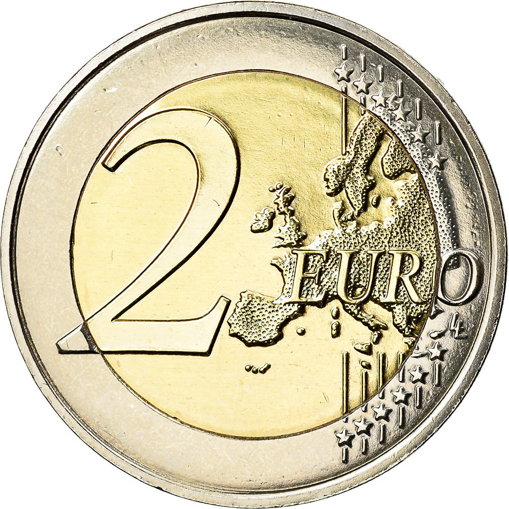 France, 2 Euro, Traité de l'Elysée, 2013, Colorised, MS(63), Bi-Metallic
