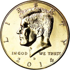 Coin, United States, Half Dollar, 2014, Denver, MS(63), Gold plated
