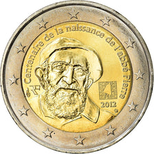 France, 2 Euro, Abbé Pierre, 2012, MS(63), Bi-Metallic, KM:1894