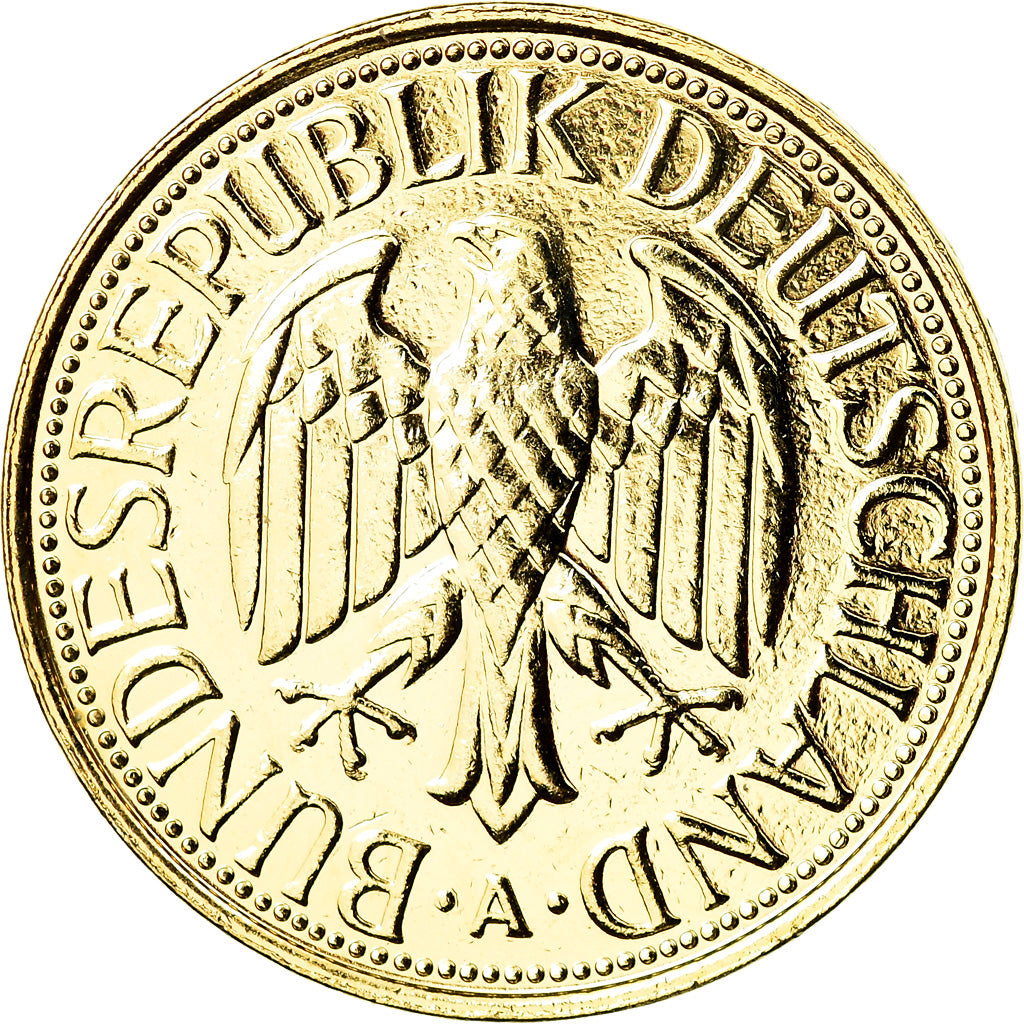 Coin, GERMANY - FEDERAL REPUBLIC, Mark, 1990, Berlin, MS(63), Gold plated