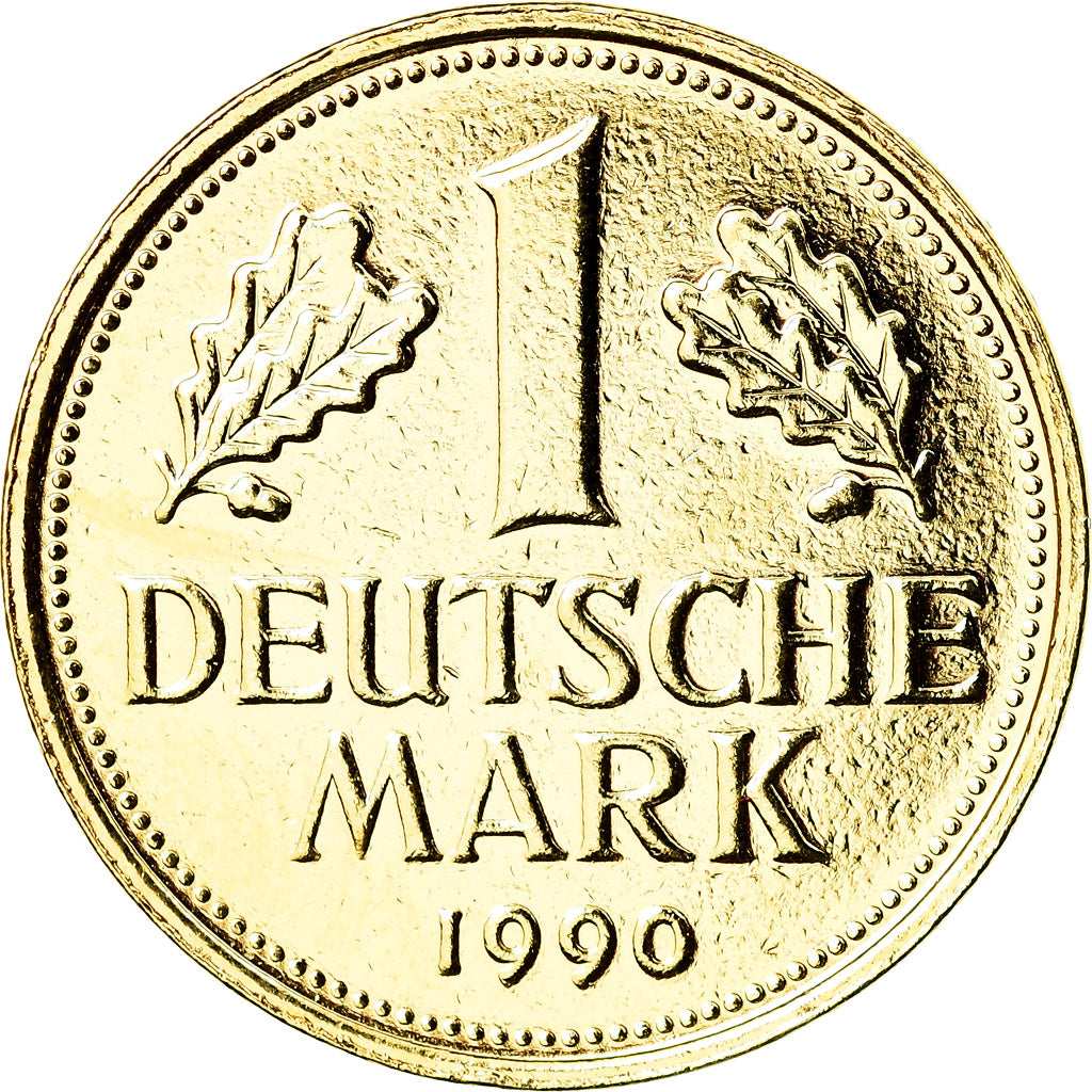 Coin, GERMANY - FEDERAL REPUBLIC, Mark, 1990, Berlin, MS(63), Gold plated