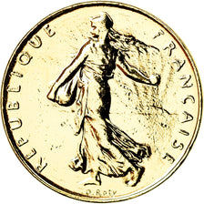 Coin, France, Franc, 1976, MS(63), Gold plated