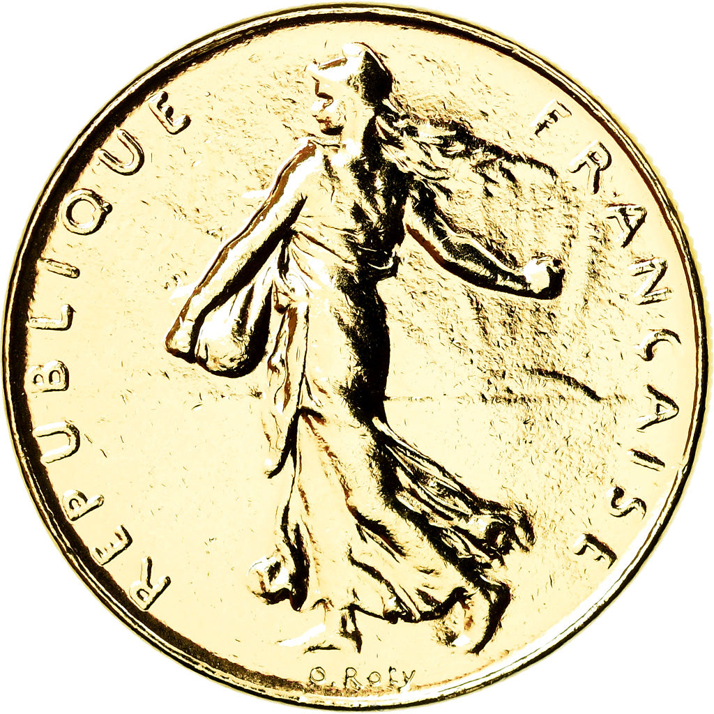 Coin, France, Franc, 1999, MS(63), Gold plated