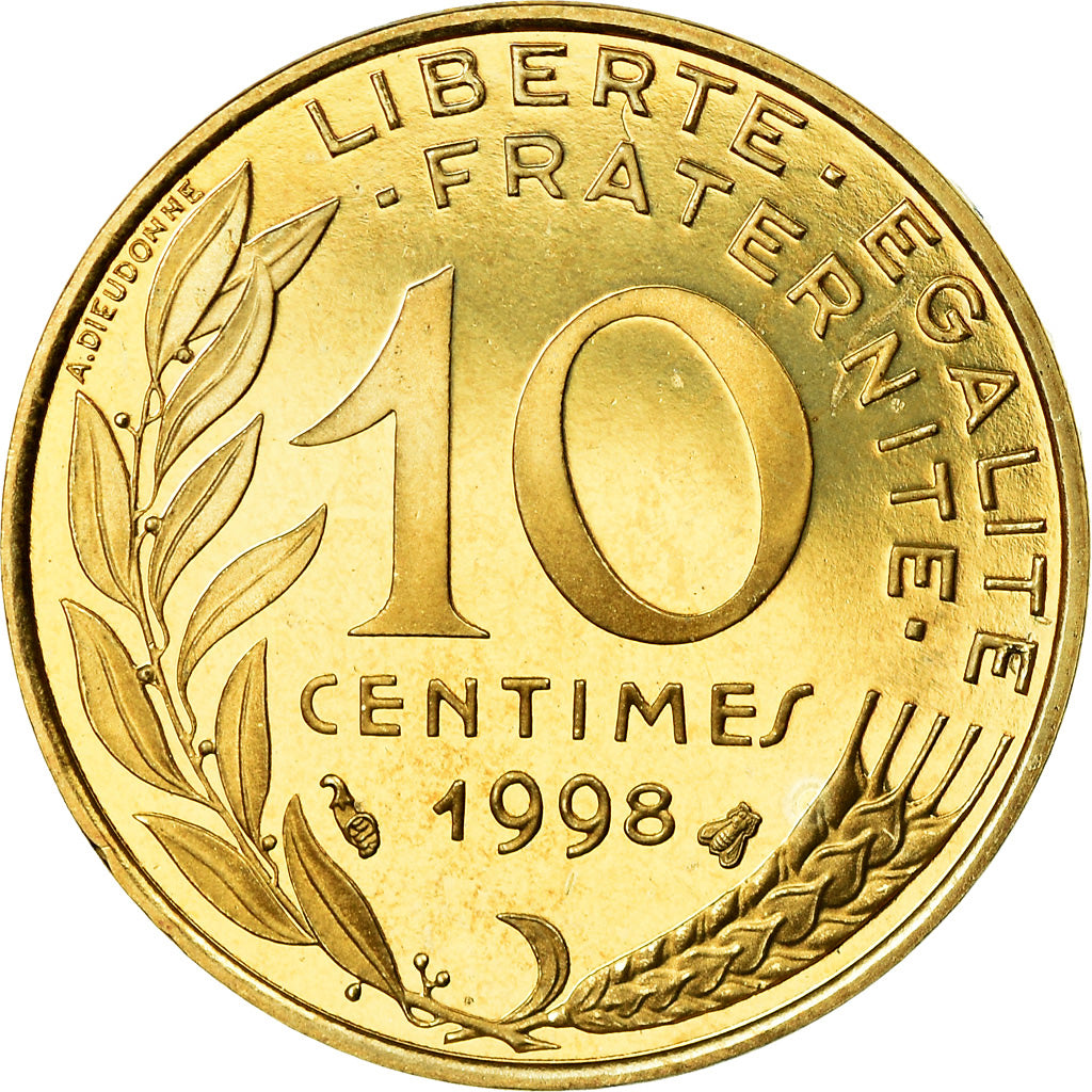 Munten, Frankrijk, Marianne, 10 Centimes, 1998, Paris, Proof, FDC