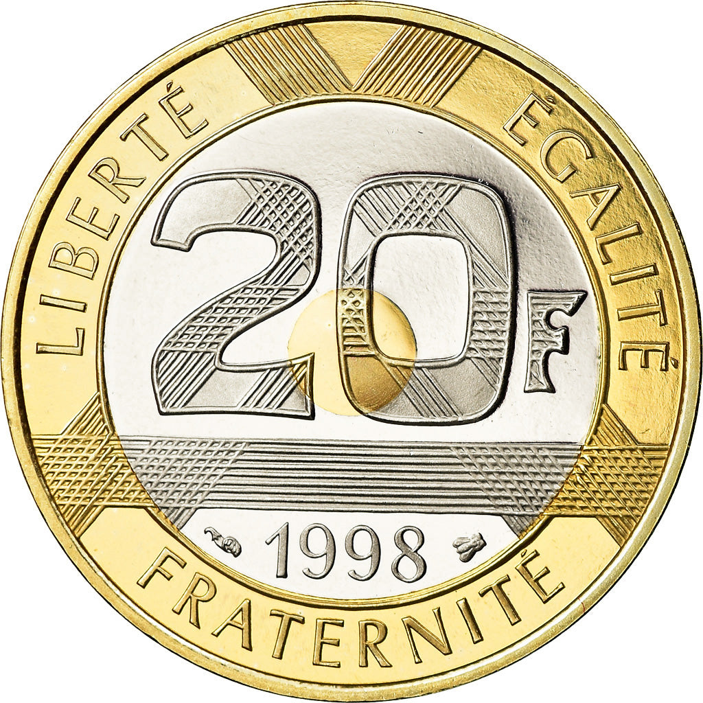 Moeda, França, Mont Saint Michel, 20 Francs, 1998, Paris, Proof, MS(65-70)