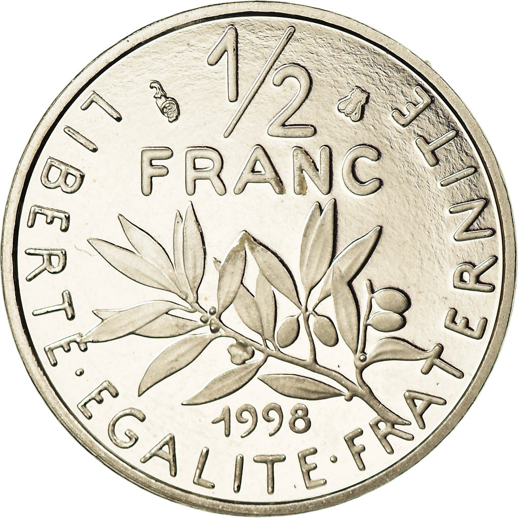 France, Semeuse, 1/2 Franc, PROOF 1998, Paris, MS(65-70), Nickel, KM:931.2