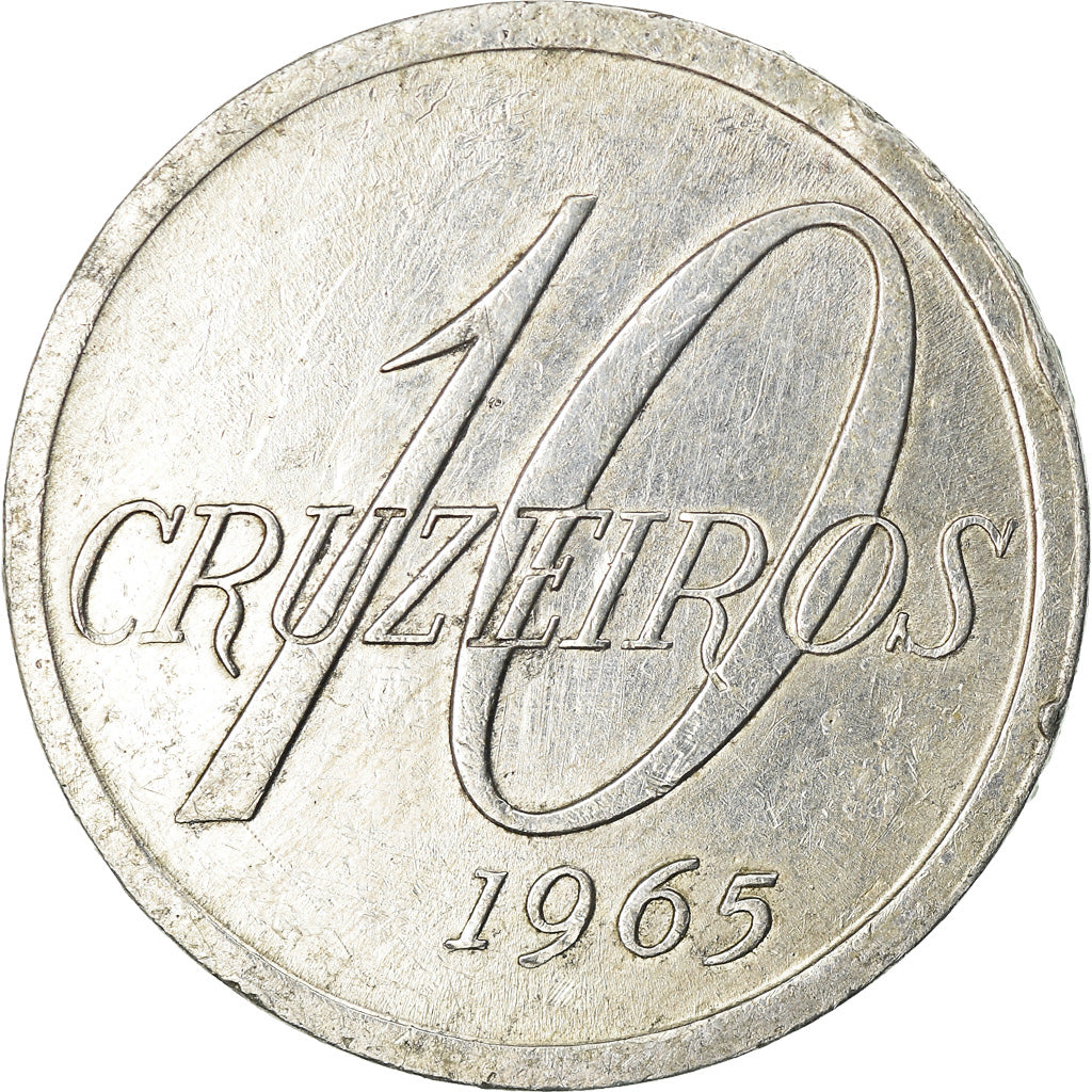 Moneta, Brasile, 10 Cruzeiros, 1965, BB, Alluminio, KM:572