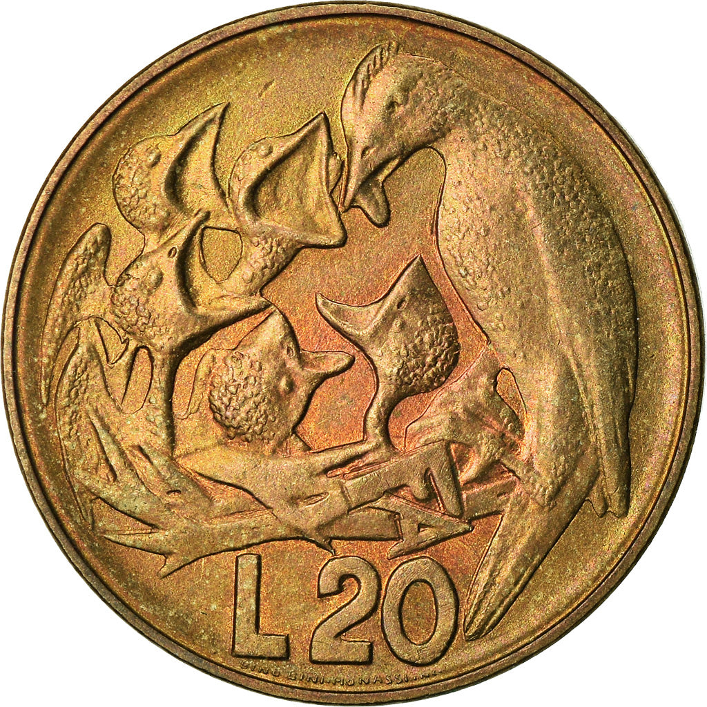 Moneta, San Marino, 20 Lire, 1975, BB, Alluminio-bronzo, KM:44