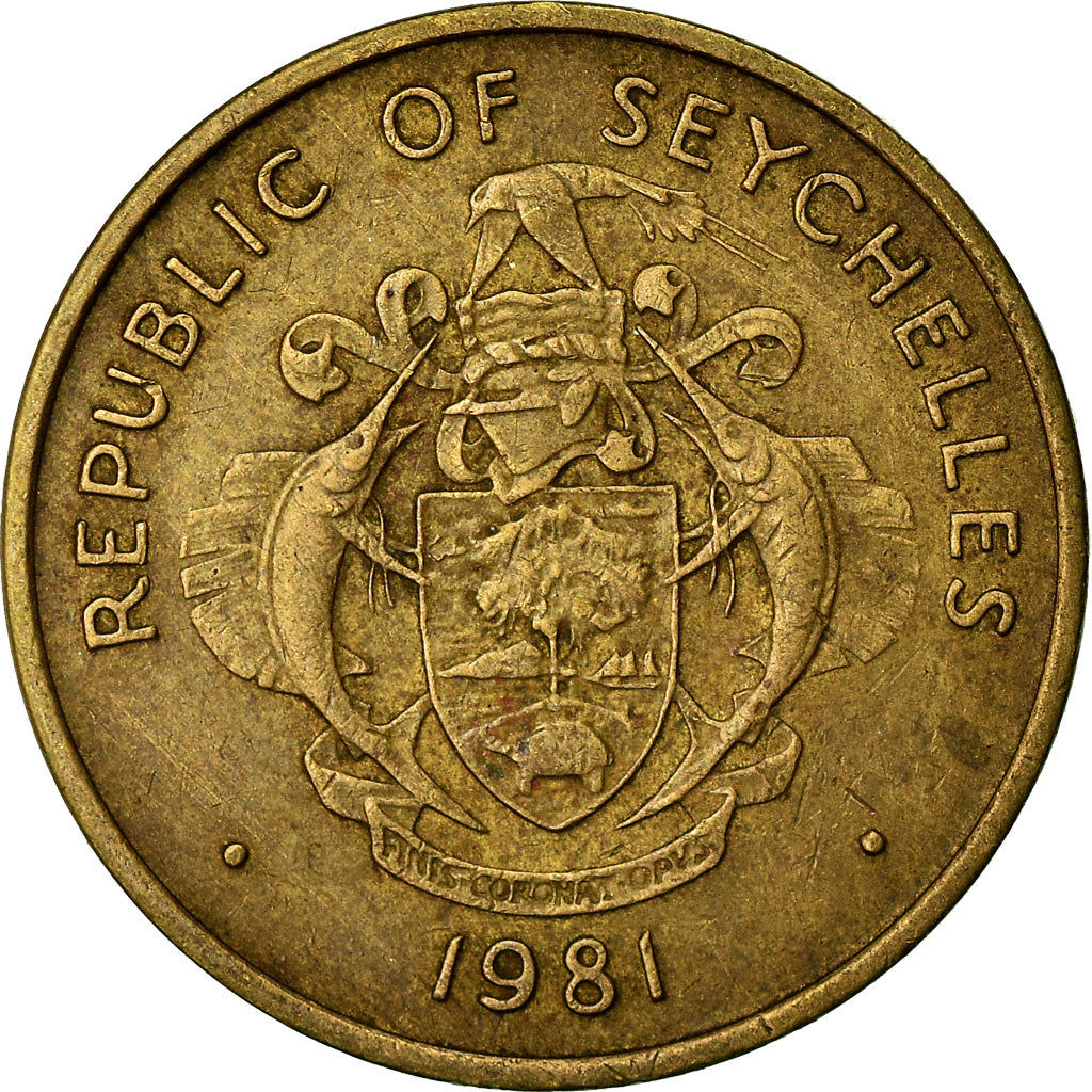 Moneta, Seychelles, 5 Cents, 1981, British Royal Mint, BB, Ottone, KM:43