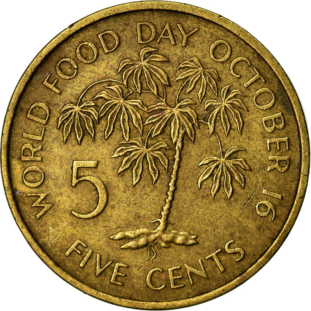 Moneta, Seychelles, 5 Cents, 1981, British Royal Mint, BB, Ottone, KM:43