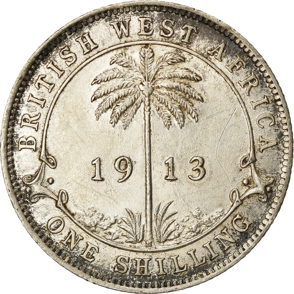 Coin, BRITISH WEST AFRICA, George V, Shilling, 1913, AU(55-58), Silver, KM:12
