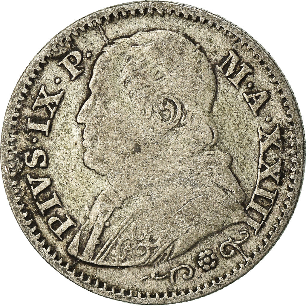 Moneda, Estados italianos, PAPAL STATES, Pius IX, 10 Soldi, 50 Centesimi, 1868