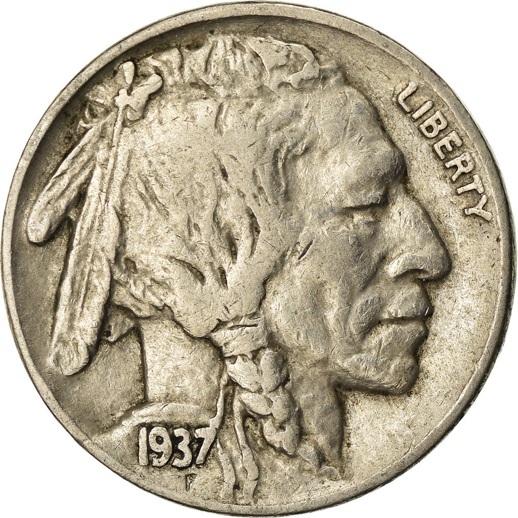 Moneta, USA, Buffalo Nickel, 5 Cents, 1937, U.S. Mint, Philadelphia, VF(30-35)