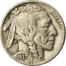 Moneta, USA, Buffalo Nickel, 5 Cents, 1937, U.S. Mint, Philadelphia, VF(30-35)