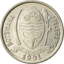 Moeda, Botsuana, 10 Thebe, 1991, EF(40-45), Aço Niquelado, KM:5a